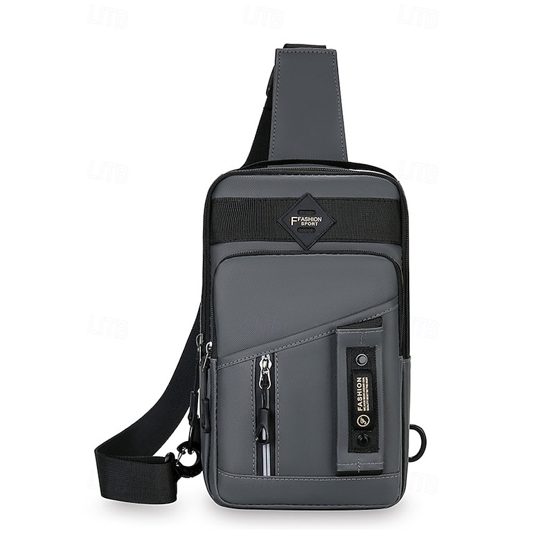 Men's Waterproof Chest Bag and Crossbody Sling Bag – Durable Multi-Pocket Design for Outdoor Travel, Sports and Daily Use Color Black Army Green Dark Blue3