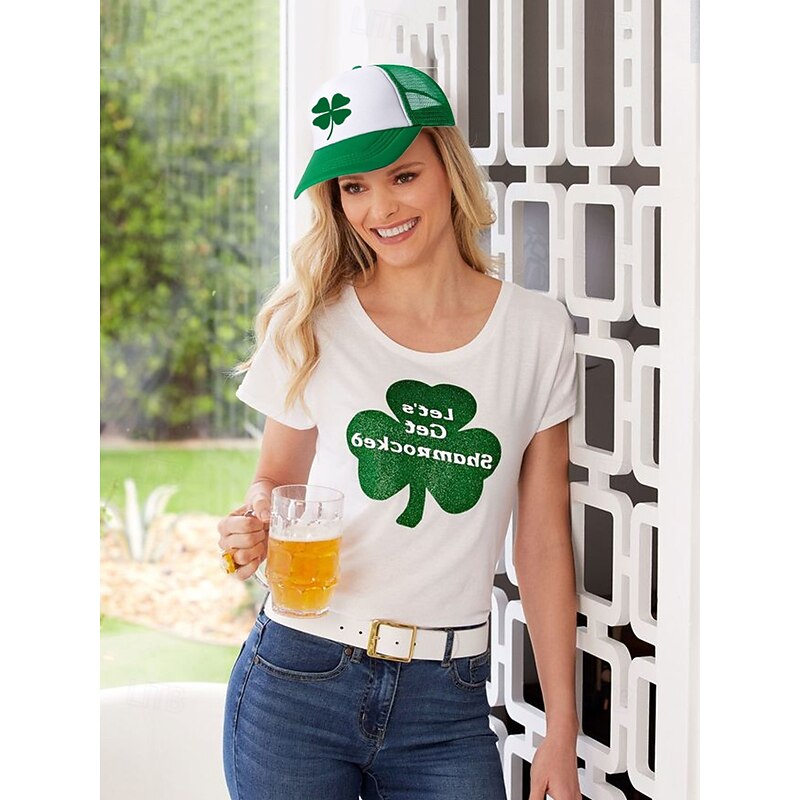 St. Patrick's Day Trucker Hats - Clover and Funny Slogan Designs for Men and Women, Green and White Adjustable Caps for Holiday Parties, Parades, and Festive Celebrations3