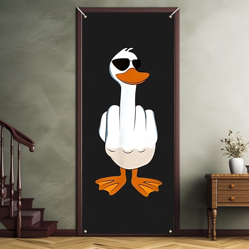 Funny Animal Door Decorations Door Covers Duck Door Tapestry Door Curtain Decoration Backdrop Indoor/Outdoor Door Banner for Front Door Farmhouse