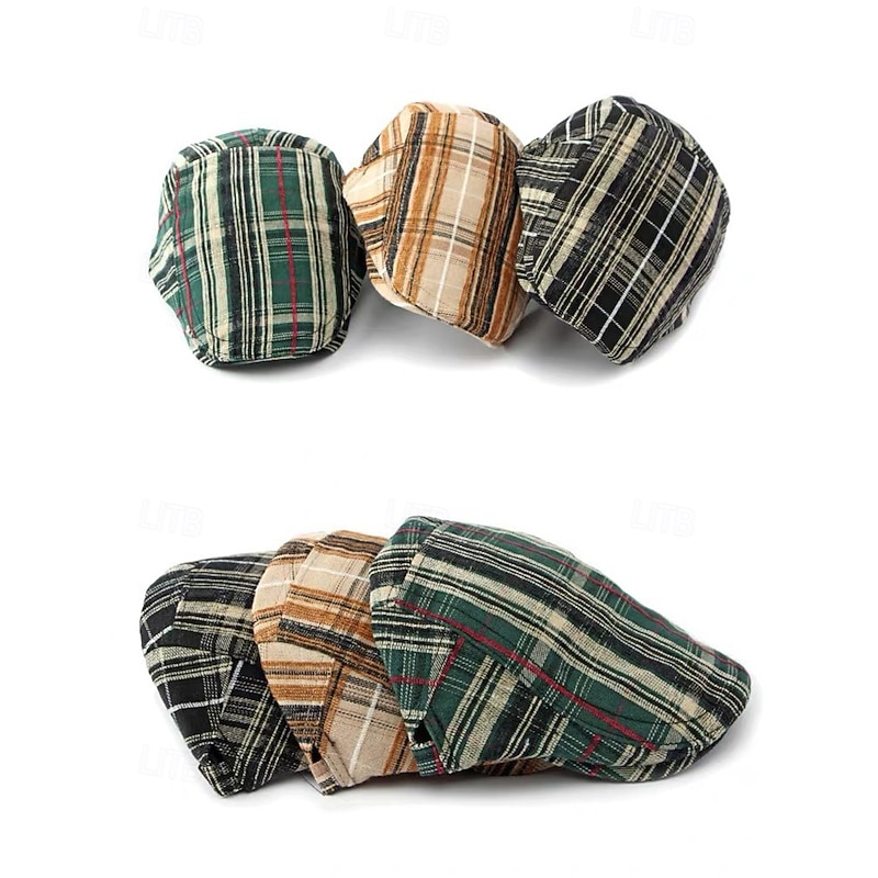 Men's Plaid Flat Cap – Vintage Style Newsboy Hat for St. Patrick's Day, Casual Outfits, Outdoor Activities and Everyday Wear3