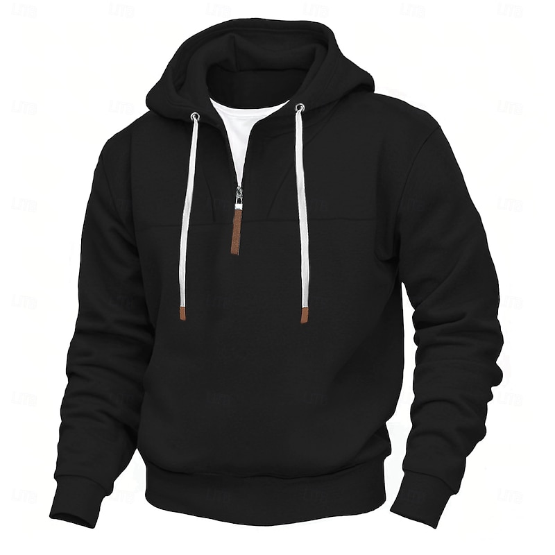Men's Hoodie Quarter Zip Hoodie Black White Red Navy Blue Khaki Hooded Plain Sports & Outdoor Daily Holiday Streetwear Cool Casual Spring &  Fall Clothing Apparel Hoodies Sweatshirts  Long Sleeve2