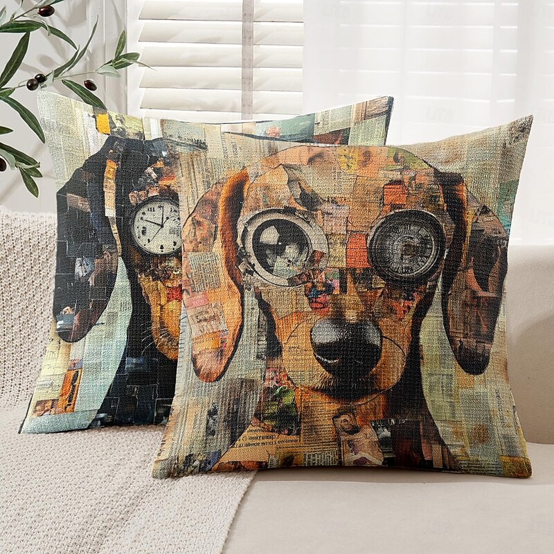 Vintage Dog Decorative Toss Pillows Cover 1PC Soft Square Couch Cushion Case Pillowcase for Bedroom Livingroom Sofa Chair4