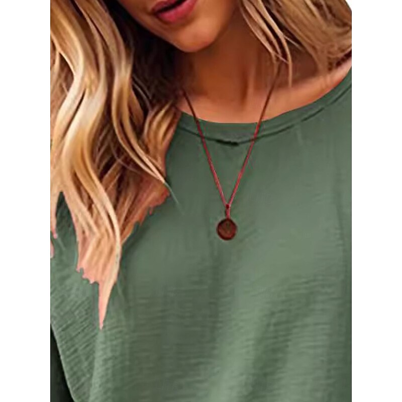 Women's T Shirt Plain Fashion Modern Casual 3/4 Length Sleeve Crew Neck Regular Tops Daily Weekend Pink Blue Green Gray Summer Spring2