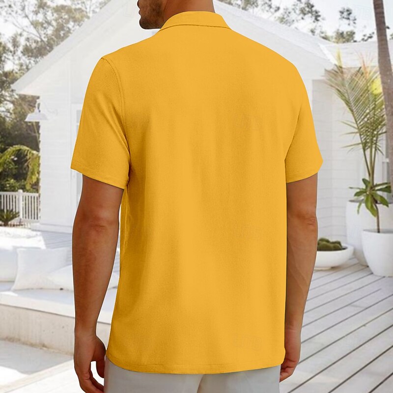 Men's Plants Beach Shirt Aloha Shirt Short Sleeve Hawaiian Vacation Summer Spring Cuban Collar Button Up Yellow2