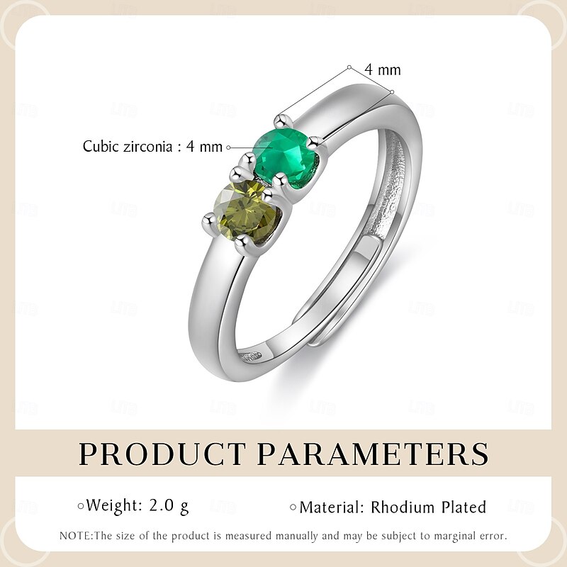 Personalized Ring with Two Custom Birthstones Custom Best Gift for Mom Wedding Gift with Customizable Colors for Loved One2