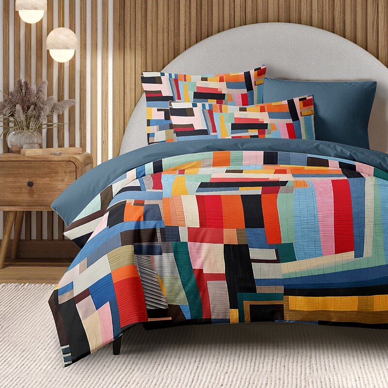 Christmas Duvet Cover Set with Festive Stripe Pattern Cozy Christmas Comforter Set Full Holiday Bedding Includes Duvet Cover and Pillowcases Perfect for Adding Seasonal Cheer to Your Bedroom