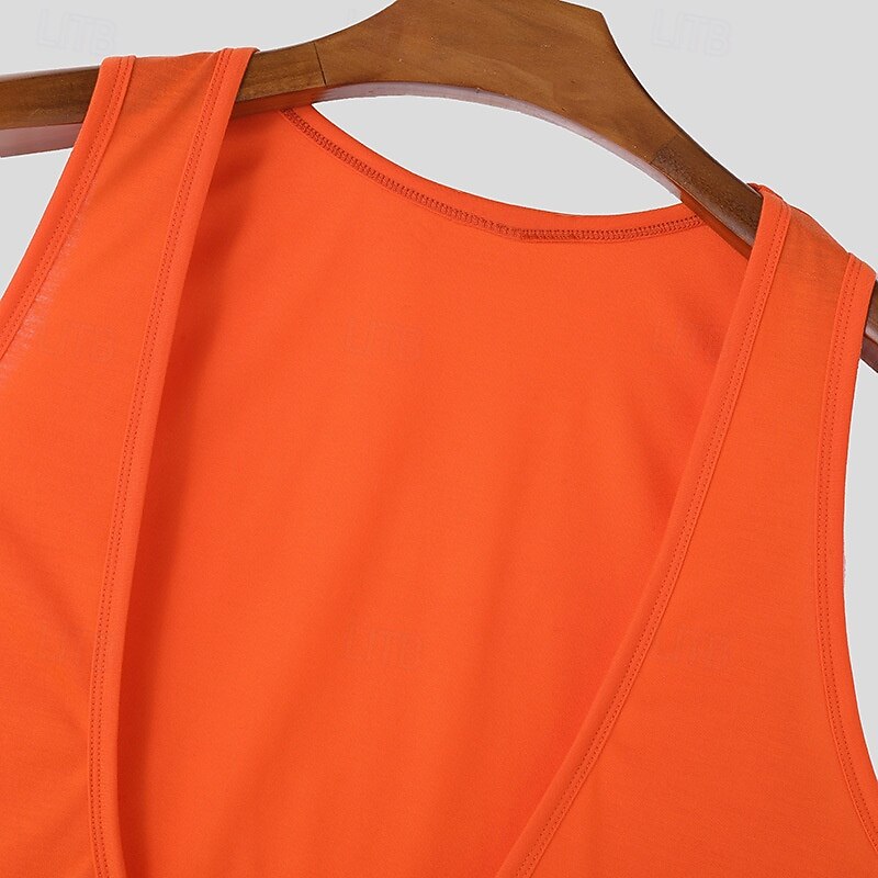 Men's Tank Top Vest Undershirt Sleeveless Shirt Sleeveless Deep V Summer Plain Fashion Classic Comfortable V Neck Street Casual Sports Black White Orange Top Tee for Men4