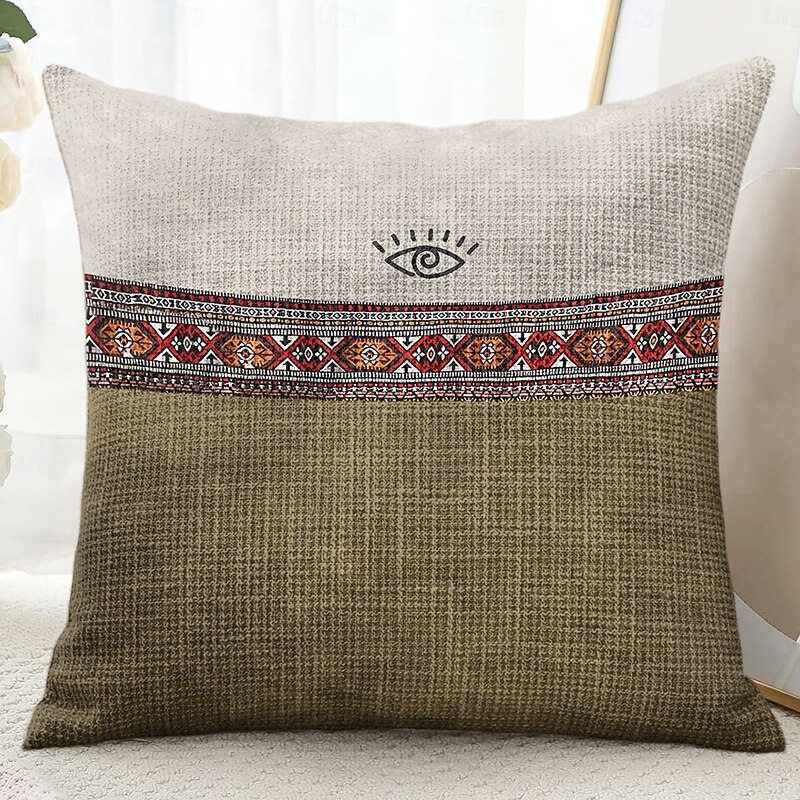 Vintage Ethnic Decorative Toss Pillows Cover 1PC Soft Square Cushion Case Pillowcase for Bedroom Livingroom Sofa Couch Chair Brown Blue2