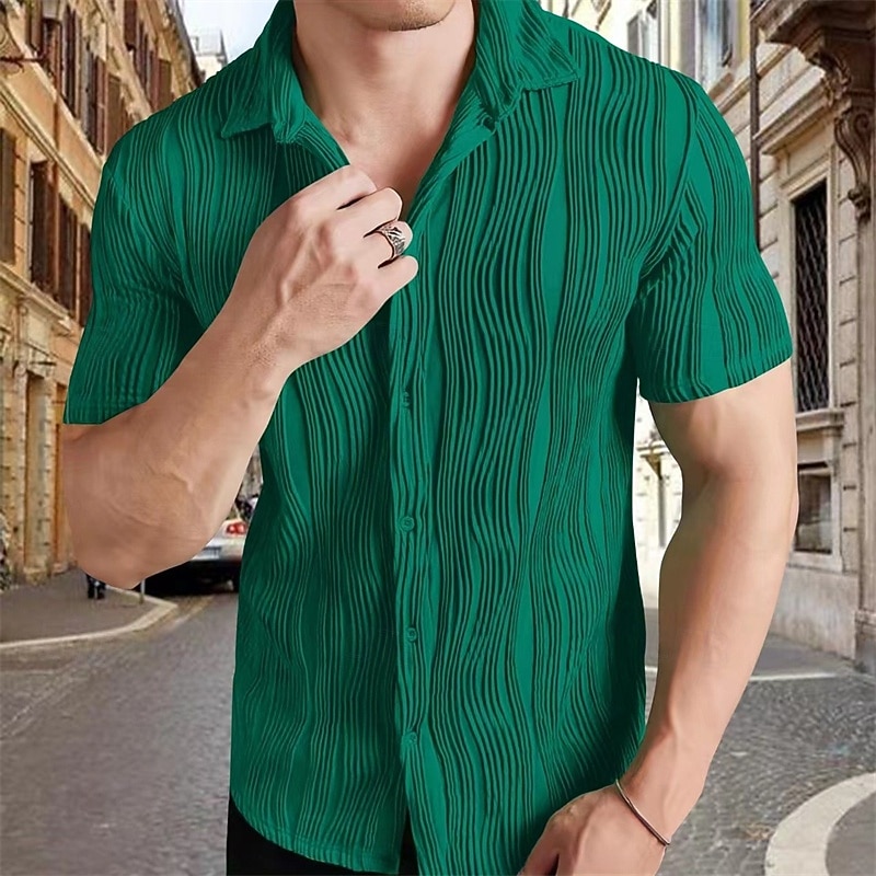 Men's Shirt Summer Shirt Casual Shirt Button Up Shirt Black White Royal Blue Green Short Sleeve Collar Vacation Daily Clothing Apparel Fashion Casual Comfortable3