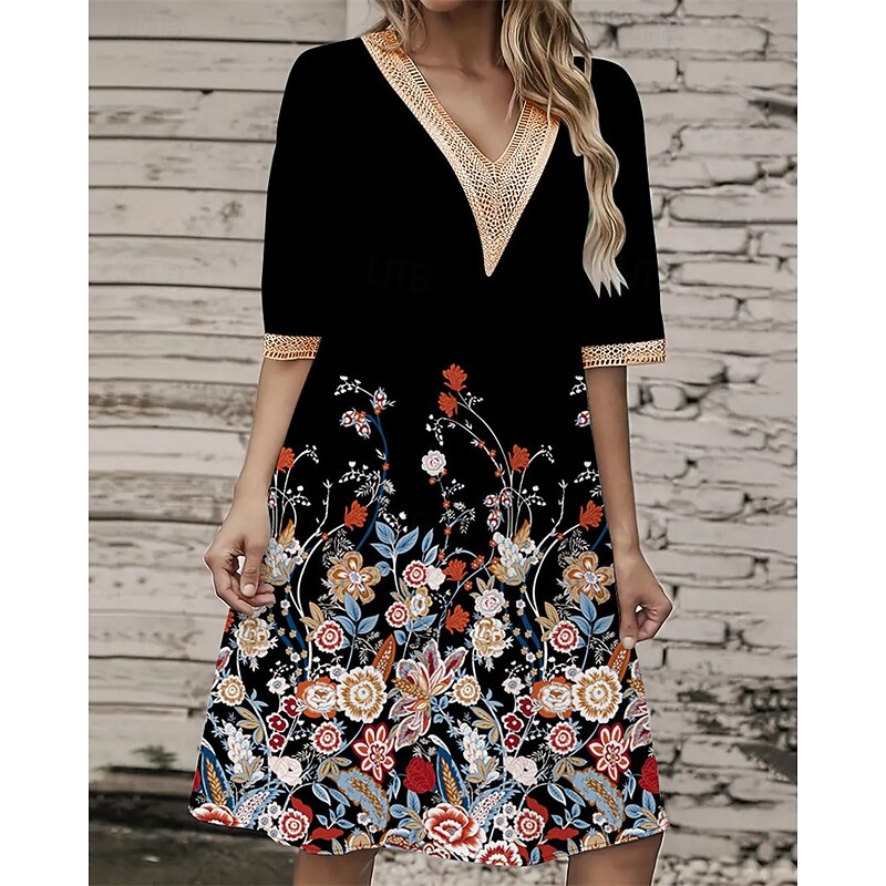 Women's Long Dress Maxi Dress Casual Dress A Line Dress Floral Dress Summer Dress Stylish Casual Vacation Daily Date Regular Fit Floral Short Sleeve V Neck White Red Blue Summer Spring3