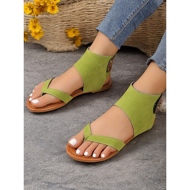 Women's Green Suede Slip-On Sandals with Comfortable Design – Casual Footwear for Summer, Beach and Everyday Outings2