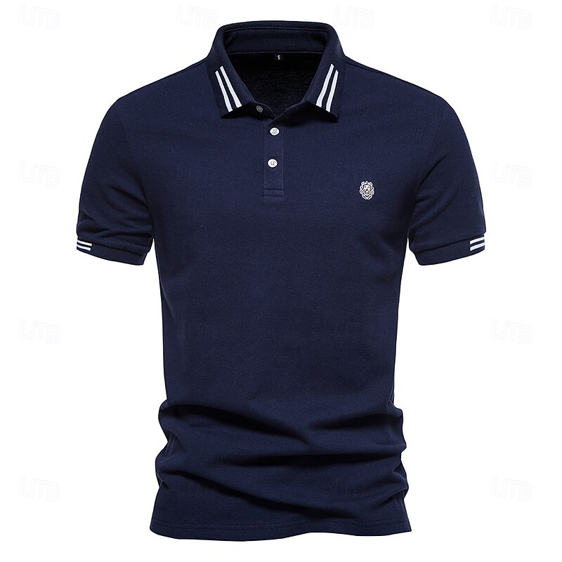 Men's Polo Knit Polo Sweater Work Business Turndown Short Sleeve Modern Formal Striped Buttons Summer Regular Fit White Navy Blue Blue Army Green Dark Gray Polo4