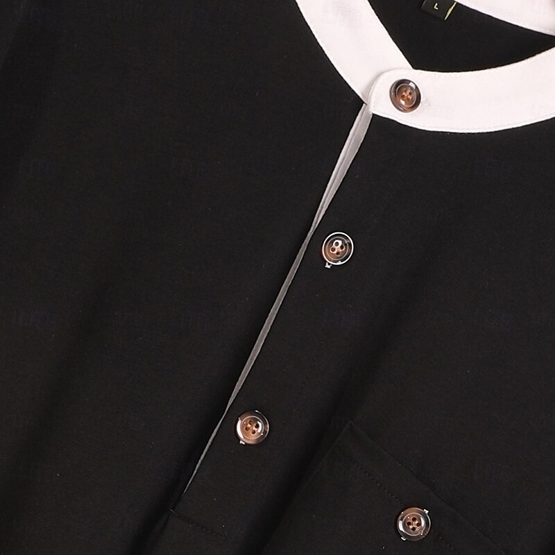 Men's Henley Shirt Tee Top Short Sleeve Color Block Fashion Designer Comfortable Buttons Pocket Henley Outdoor Casual Daily Summer Spring Black Navy Blue Brown Henley T-Shirt2