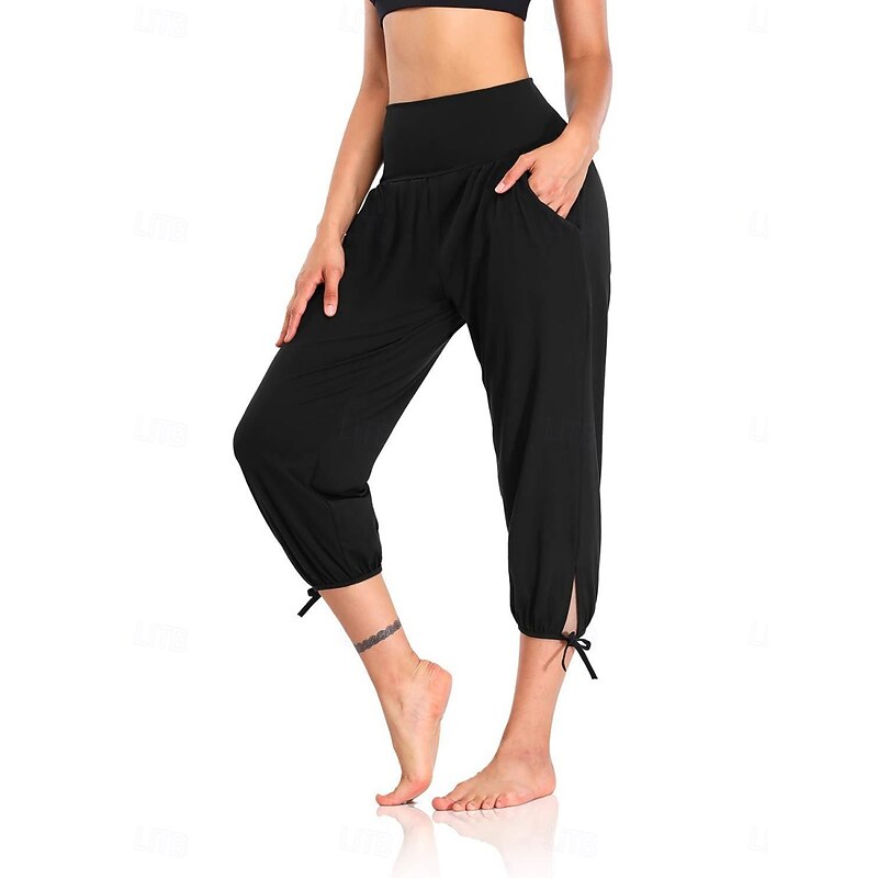 Women's Chinos Fashion Streetwear Ankle-Length High Waist Plain Pocket Elastic Waistband Comfy Soft Comfortable Micro-elastic Outdoor Street Black White Pink Gray Summer Spring Regular Fit