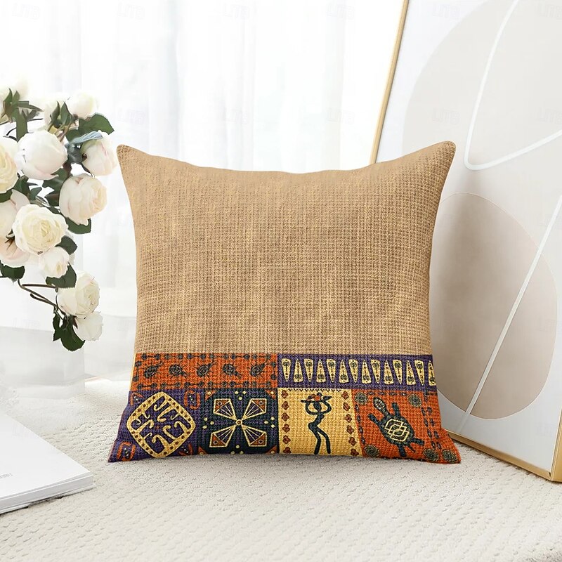 Vintage African Decorative Toss Pillows Cover 1PC Soft Square Couch Cushion Case Pillowcase for Bedroom Livingroom Sofa Chair4