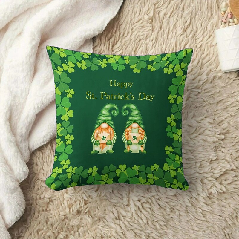 Saint Patrick's Day Decorative Toss Pillows Cover 1PC Shamrocks Soft Square Couch Cushion Case Pillowcase for Bedroom Livingroom Sofa Chair3