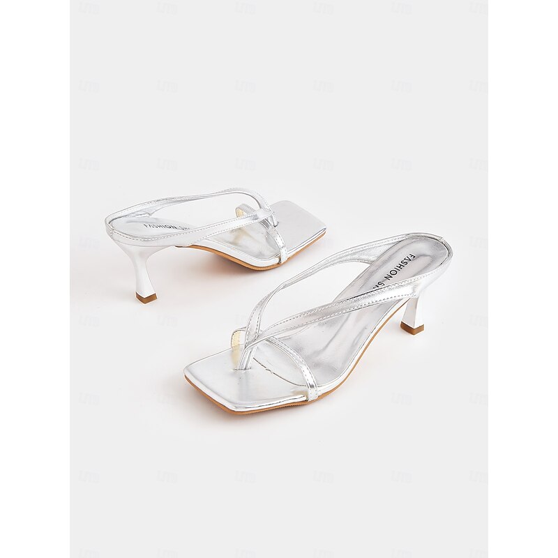 Silver Metallic High Heel Sandals– Trendy Party Footwear for Women and Casual Wear3
