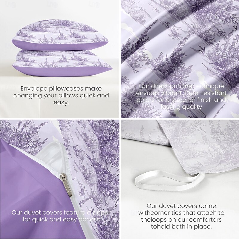 100% Cotton Duvet Cover Set Toile De Jouy Pattern Comforter Set Soft 3-Piece Luxury Bedding Set Home Decor Gift King Queen Full Sizehree Piece Set3