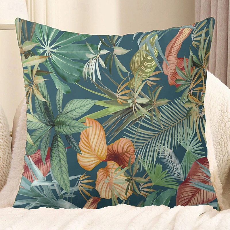 Tropical Leaves Decorative Toss Pillows Cover 1PC Soft Square Couch Cushion Case Pillowcase for Bedroom Livingroom Sofa Chair2