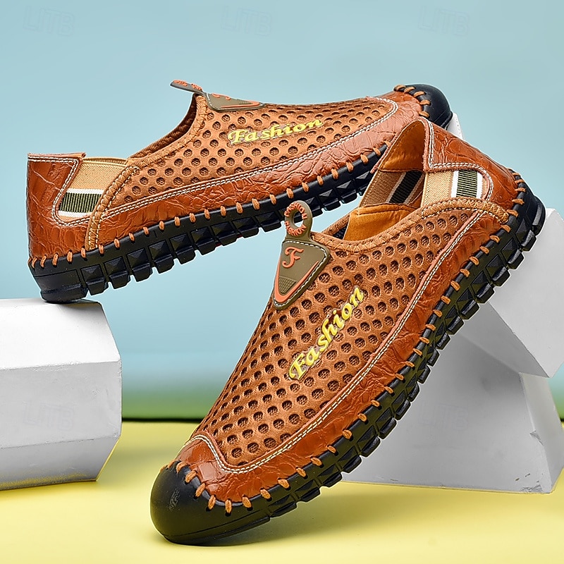 Men's Loafers & Slip-Ons Comfort Loafers Mesh Microfiber Comfortable Slip Resistant Loafer Black Blue Brown2