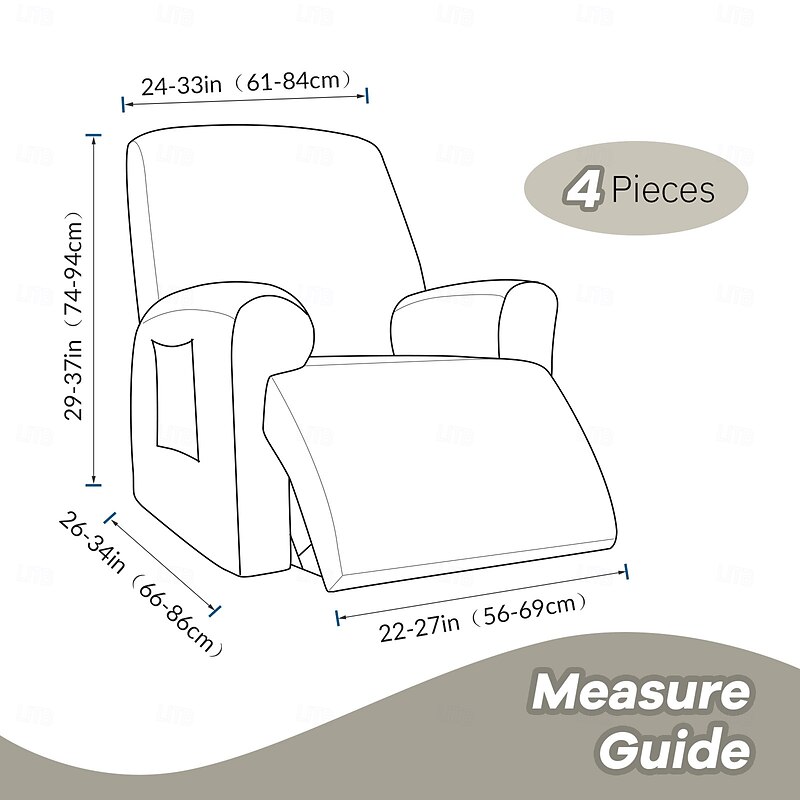 Stretch Recliner Covers Elastic Sofa Slipcover, Sofa Protector with Elastic Loop for Kids, Pets, Dogs, Cats3