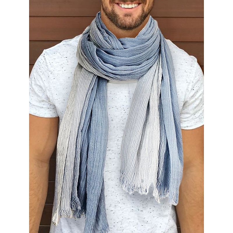 Men's Lightweight Ombre Cotton Scarf – Casual Fashion Accessory for Spring, Autumn and Everyday Outfits