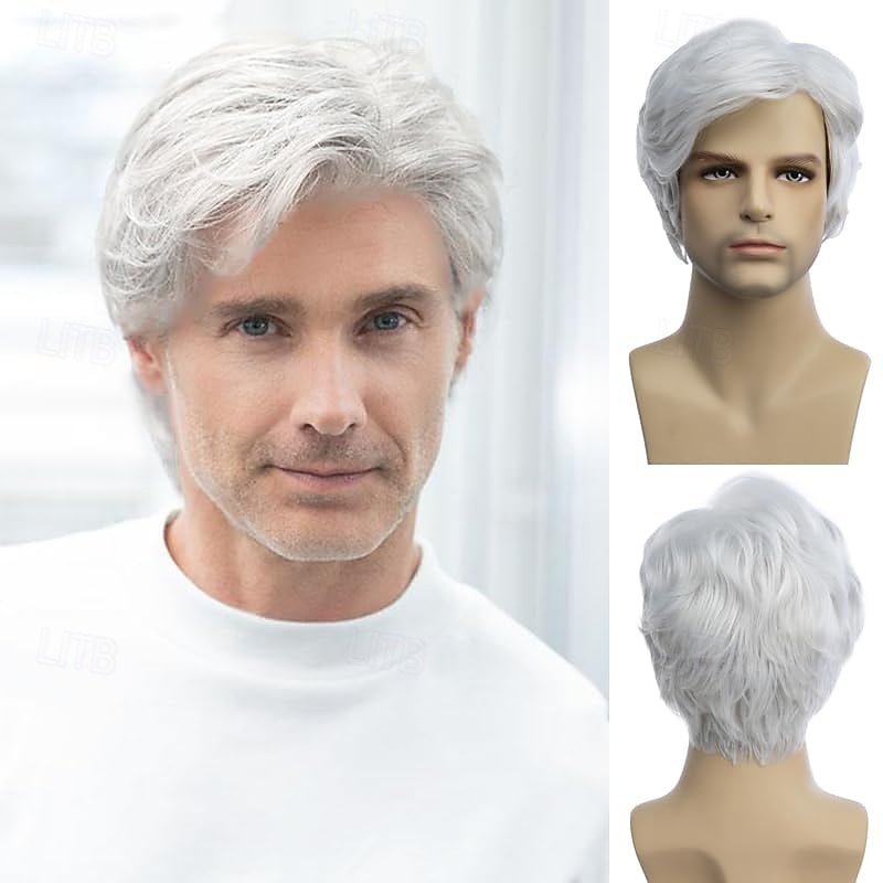 Men Wigs Short Wig Synthetic Heat Resistant Natural Halloween Cosplay Hair Wig
