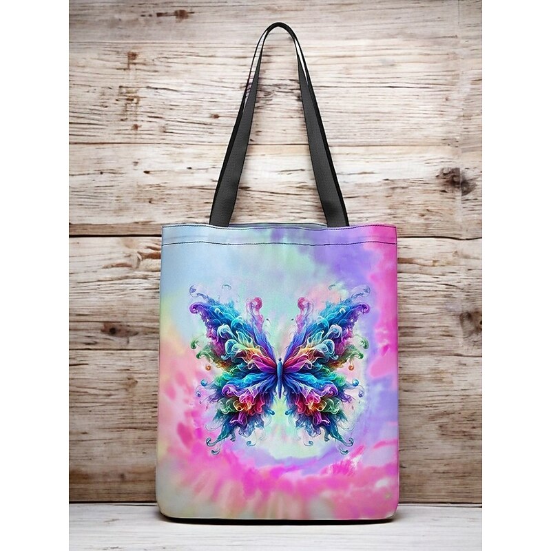 Women's Large Capacity Tote Bag with Colorful Butterfly Print – Bohemian Style, Durable Fabric, Ideal for Shopping, Travel or Casual Use2
