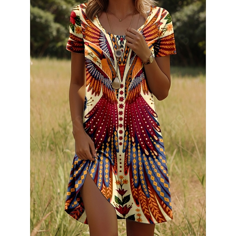 Women's Mini Dress Casual Dress Petite Dress T Shirt Dress Tee Dress Sundress Stylish Casual Vacation Casual Daily Regular Fit Graphic Short Sleeve Crew Neck Maroon Pink Blue Green Spring