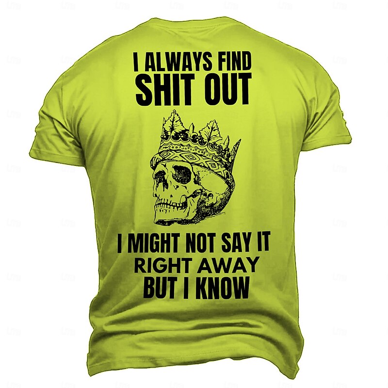 Men's Skull T Shirt Short Sleeve T shirt 3D Print Crew Neck Shirt Gothic Street Dark Party White Green Dark Gray Summer Spring Clothing Apparel S M L XL XXL XXXL