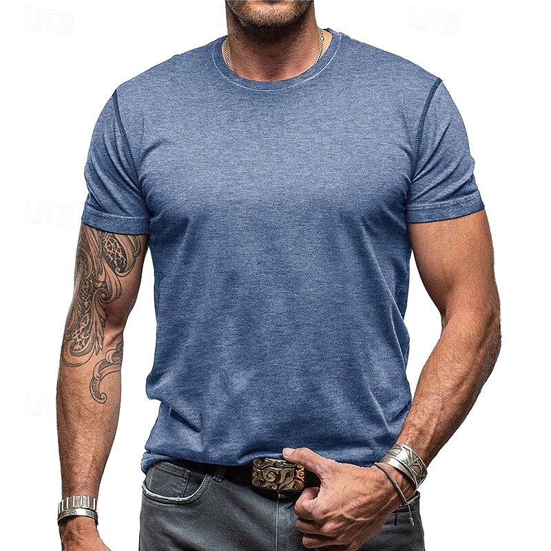 Men's Summer Tops Short Sleeve Fashion Daily Crewneck Crew Neck Dailywear Causal Spring & Summer Dark Grey Black Light Blue Henley T-Shirt3