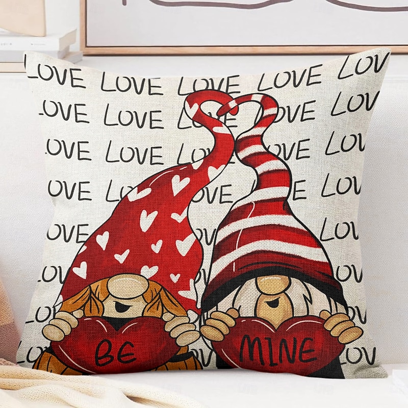 Wedding Heart Gnomes Decorative Toss Pillows Cover 1PC Soft Square Cushion Case Pillowcase for Bedroom Livingroom Sofa Couch Chair 8