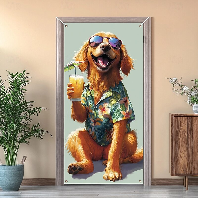 Funny Animal Door Decorations Door Covers Summer Dog Door Tapestry Door Curtain Decoration Backdrop Indoor/Outdoor Door Banner for Front Door Farmhouse4