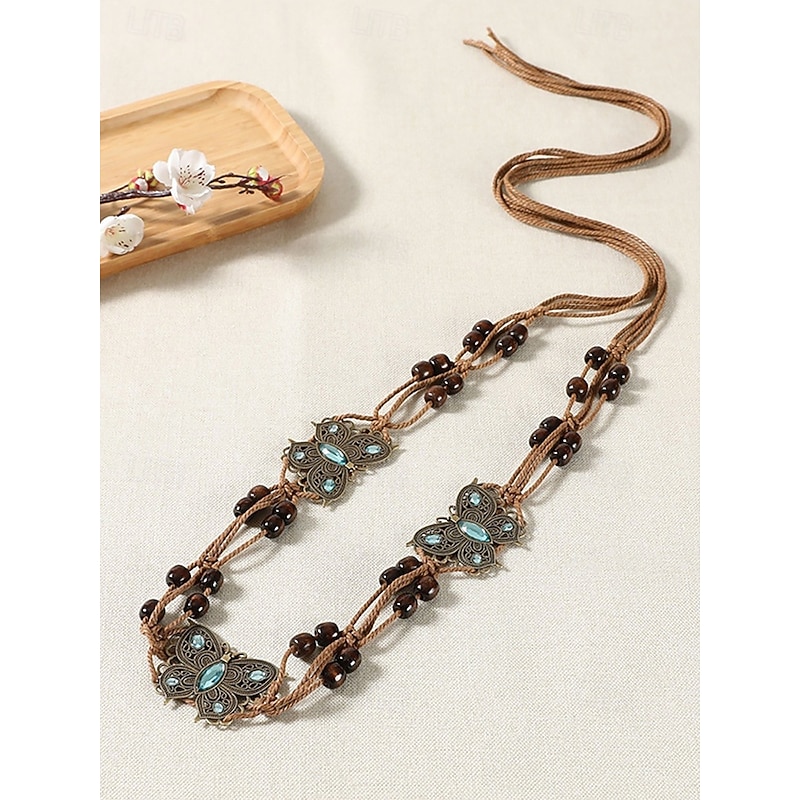 Boho Faux Leather Belt with Turquoise Pendant and Tassels – Adjustable Decorative Waist Accessory for Women, Perfect for Dresses, Festivals and Casual Outfits