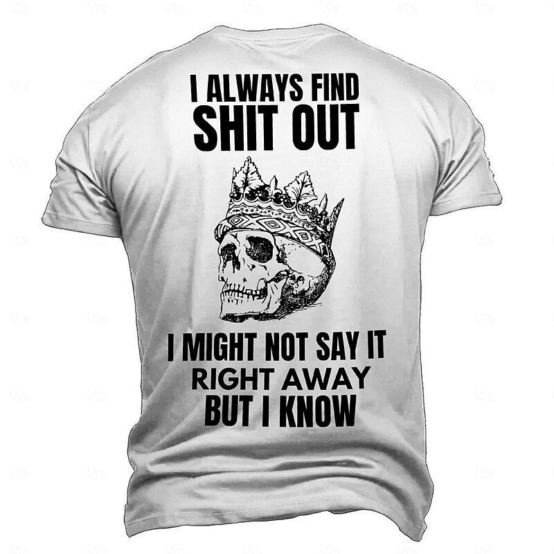 Men's Skull T Shirt Short Sleeve T shirt 3D Print Crew Neck Shirt Gothic Street Dark Party White Green Dark Gray Summer Spring Clothing Apparel S M L XL XXL XXXL2