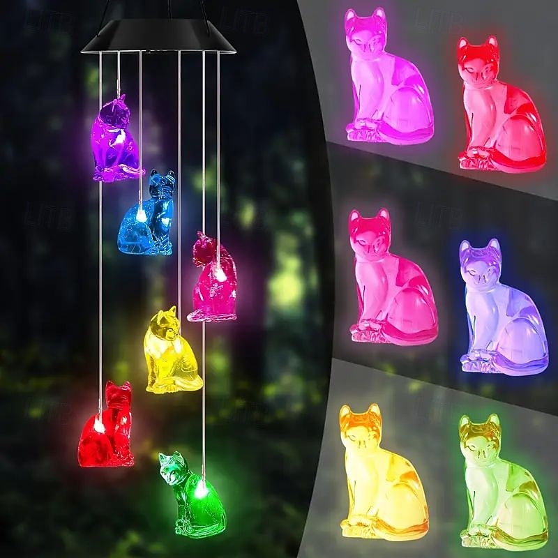 Solar Wind Chimes Led Outdoor String Lights 6LED Multi-Color Angel Hummingbird Owl Butterfly Shape Fairy Light