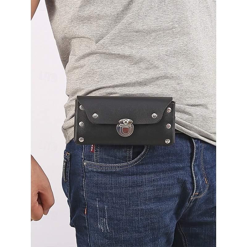 Men's Faux Leather Belted Mobile Waist Bag with Secure Lock Closure – Stylish, Adjustable, and Ideal for Casual Outings and Everyday Use Earth Yellow Black Coffee3