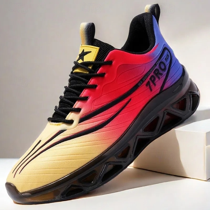 Men's Gradient Color Athletic Running Shoes – Lightweight Breathable Mesh Sneakers with Cushioned Sole for Training, Gym and Casual Wear