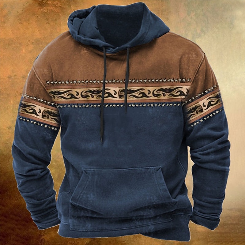 Men's Color Block Bohemian Style Graphic Prints Hoodie Hoodies Sweatshirt Streetwear Designer Long Sleeve Hooded Daily Sports Black Navy Blue Print Spring &  Fall Designer4