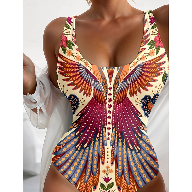 Women's Swimsuits One Piece Swimsuit Beach Wear Summer Graphic Paisley Sleeveless Bathing Suits3