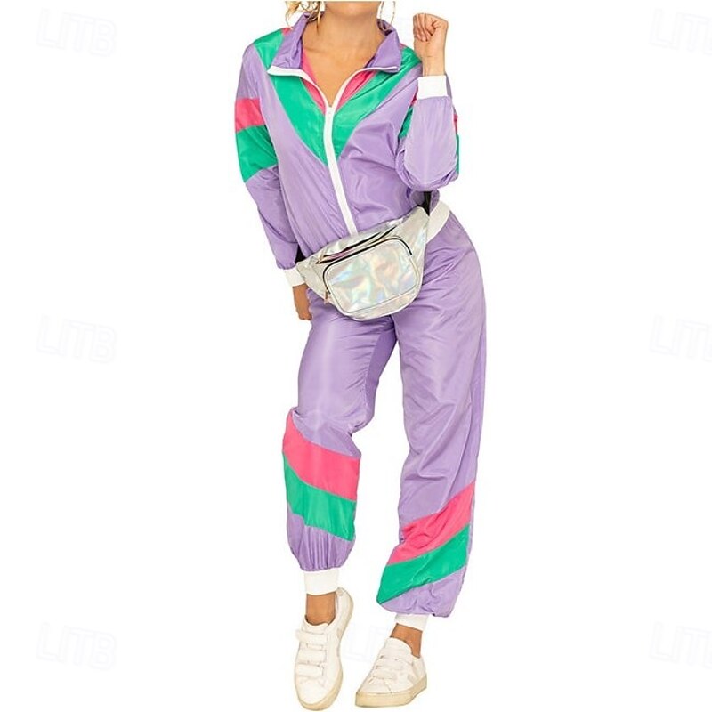 Hippie 1980s Street Style Outfits Jacket Shorts Disco Color Block Fancy Dress Men's Women's Carnival Costume Masquerade Party Dailywear Casual Daily Adults' Coat Pants2