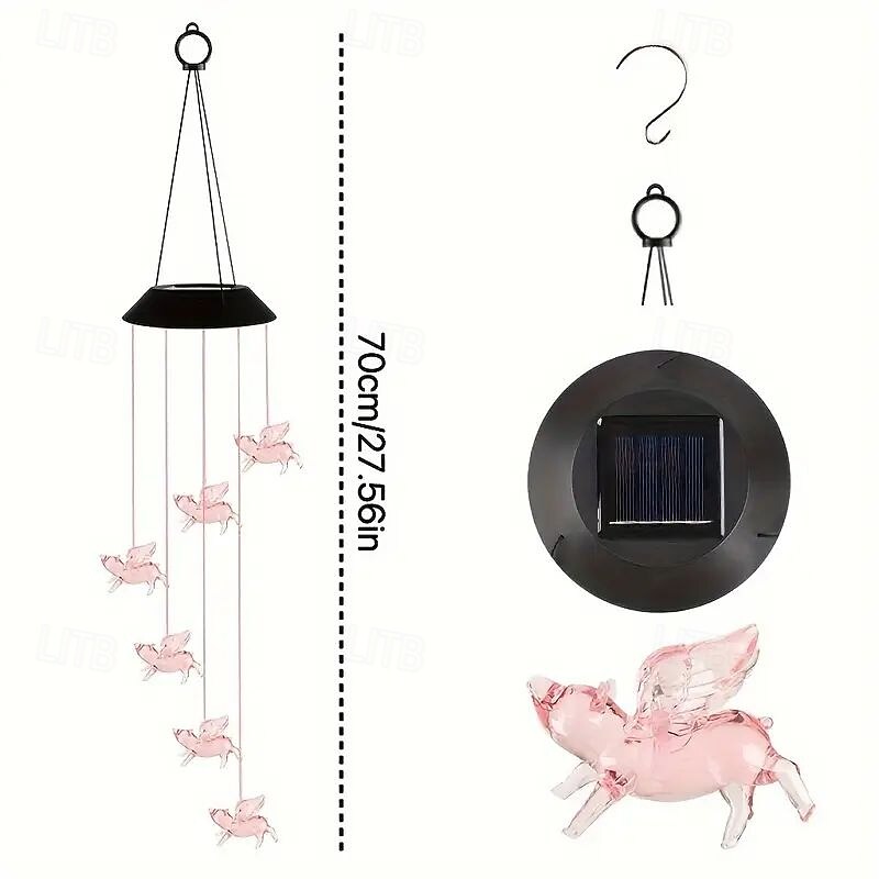 Solar Wind Chimes Led Outdoor String Lights 6LED Multi-Color Angel Hummingbird Owl Butterfly Shape Fairy Light2