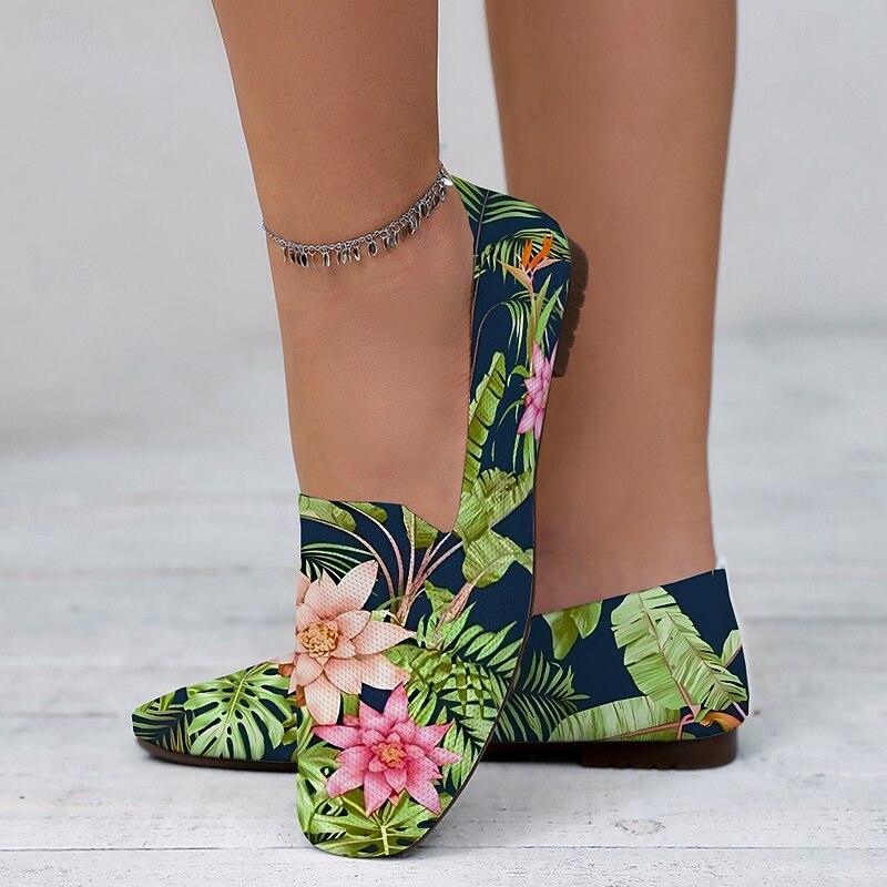 Women's Tropical Floral Slip-On Shoes– Lightweight and Breathable Casual Shoes for Summer and Vacation Outfits3