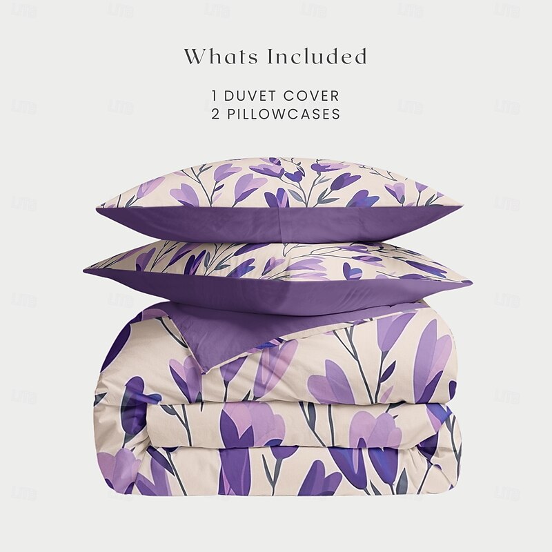 Floral Duvet Cover Set Cotton Tropical Plants Pattern Set Soft 3-Piece Luxury Bedding Set Mother's Day Gift Home Decor Twin Full King Queen Size Duvet Cover4