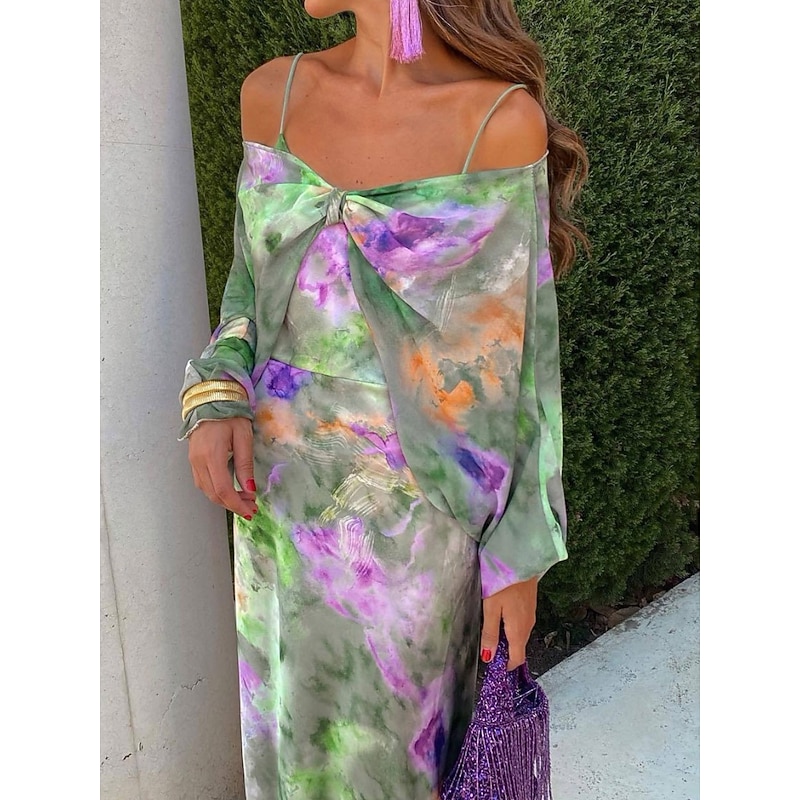 Women's Maxi Dress Casual Dress Sundress Elegant Stylish Sexy Vacation Daily Beach Regular Fit Graphic Short Sleeve Strap Green Summer