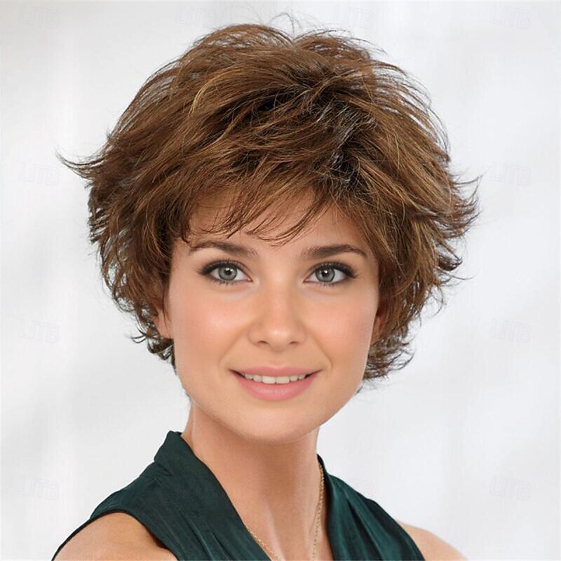 Synthetic Wig Curly With Bangs Machine Made Wig Short A1 A2 A3 A4 A5 Synthetic Hair Women's Soft Fashion Easy to Carry Blonde Silver Gray4