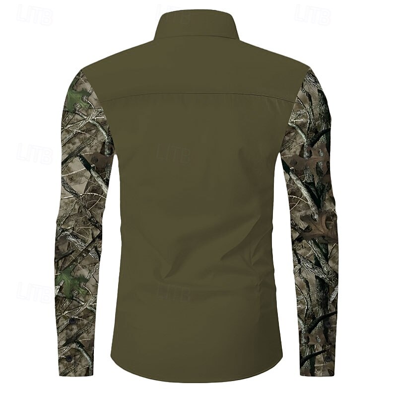 Men's Camouflage Western Shirt Cowboy Shirt Long Sleeve Western Sports Outdoor Spring Fall Turndown Button Up 2 Pockets Black Brown Green4
