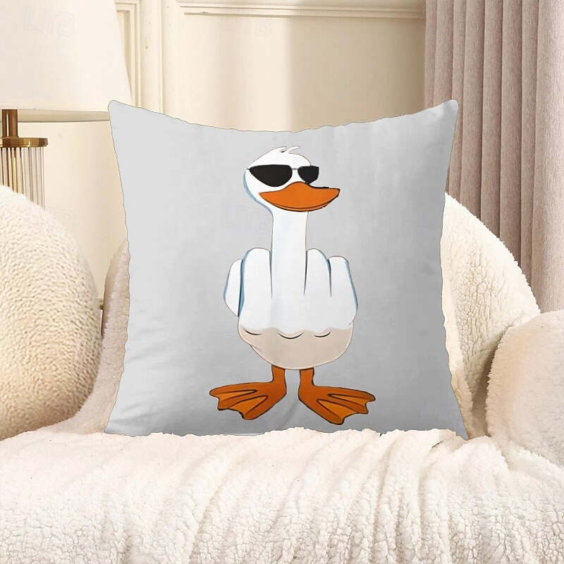 Funny Animal Decorative Toss Pillows Cover Duck 1PC Soft Square Couch Cushion Case Pillowcase for Bedroom Livingroom Sofa Chair4