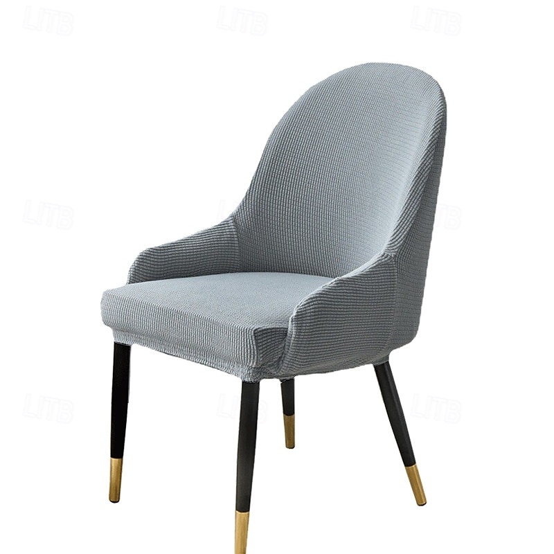 Soft Dining Chair Cover, Accent Arm Chair Removable Dirt-Proof Curved Back Chair Slipcover Makeup/Leisure Chair Cover for Lining Room Bar Hotel Restaurant