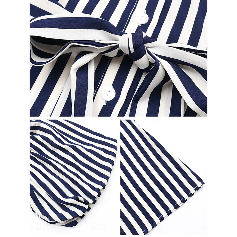 Women's Mini Dress Shirt Dress Casual Dress A Line Dress Stylish Casual Vacation Daily Regular Fit Floral Short Sleeve Shirt Collar Navy Blue Summer3